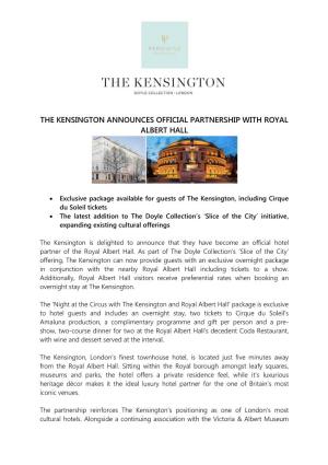 The Kensington Announces Official Partnership with Royal Albert Hall