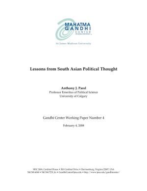 Lessons from South Asian Political Thought
