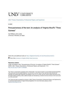 Persuasiveness of the Text: an Analysis of Virginia Woolf's "Three Guineas"