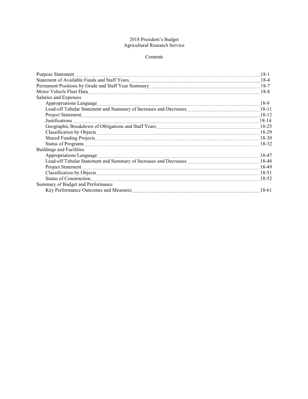 FY 2018 Explanatory Notes Agricultural Research Service