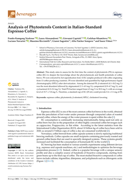 Analysis of Phytosterols Content in Italian-Standard Espresso Coffee