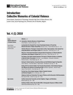 Introduction: Collective Memories of Colonial Violence Vol. 4 (1) 2010
