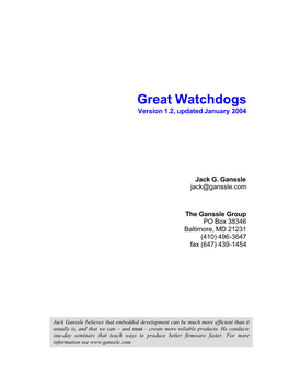 Great Watchdogs Version 1.2, Updated January 2004