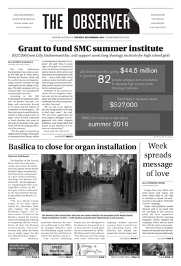 Grant to Fund Smc Summer Institute Basilica to Close for Organ