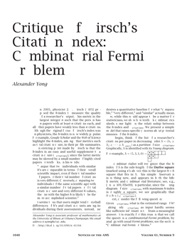 Critique of Hirsch's Citation Index: a Combinatorial Fermi Problem