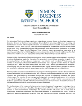 Executive Director of Alumni and Advancement Simon Business School University of Rochester Page 2 of 8