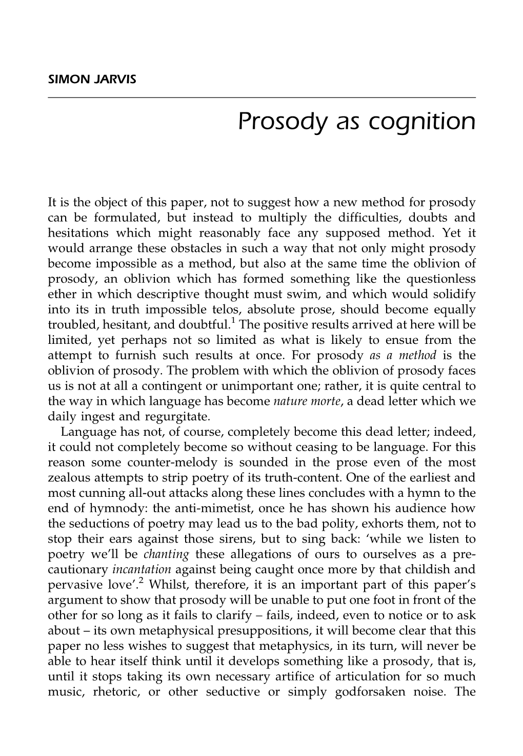 Prosody As Cognition