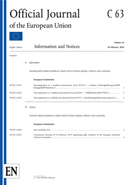 Official Journal C 63 of the European Union