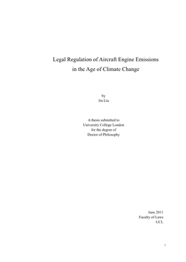 Legal Regulation of Aircraft Engine Emissions in the Age of Climate Change