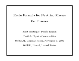 Koide Formula for Neutrino Masses