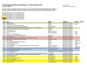United Methodist Women Reading List - 2012 Through 2017 Lynn Gammell Listed by Category Program Resource Coordinator