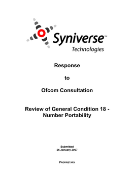 Syniverse Response to Ofcom Consultation