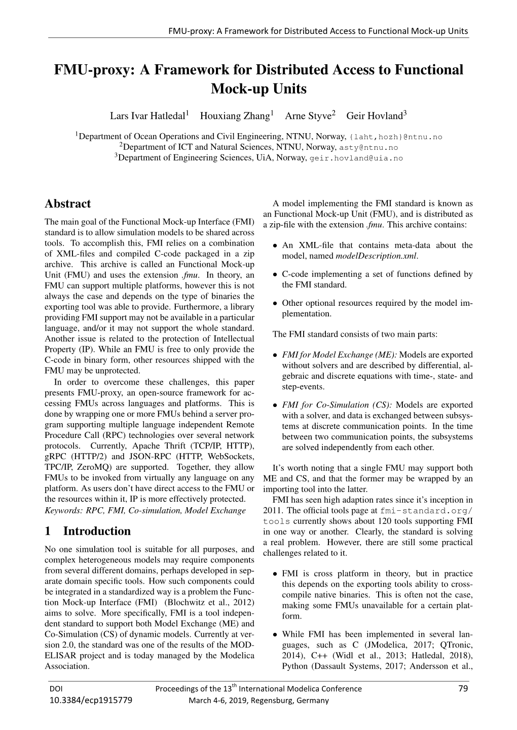 FMU-Proxy: a Framework for Distributed Access to Functional Mock-Up Units