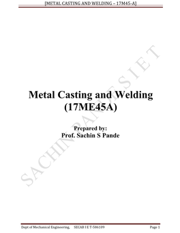 Metal Casting and Welding (17ME45A)