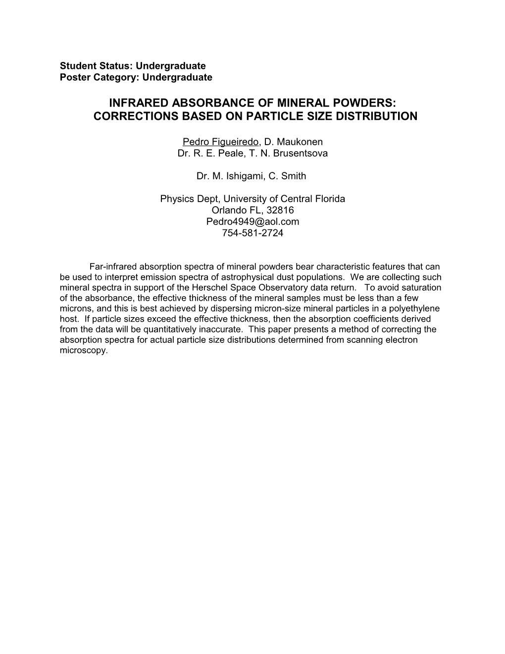 Infrared Absorbance of Mineral Powders