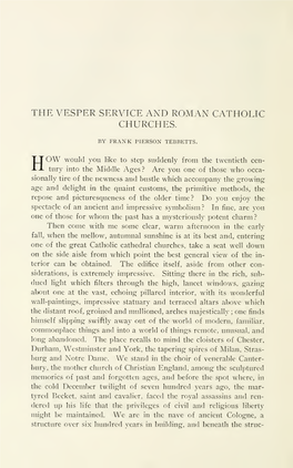 The Vesper Service and Roman Catholic Churches