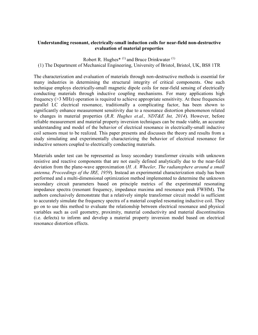 Understanding Resonant, Electrically-Small Induction Coils for Near-Field Non-Destructive Evaluation of Material Properties