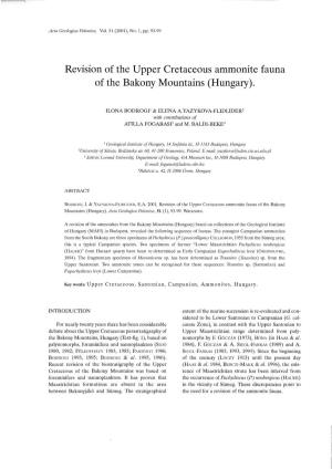 Revision of the Upper Cretaceous Ammonite Fauna of the Bakony Mountains (Hungary)