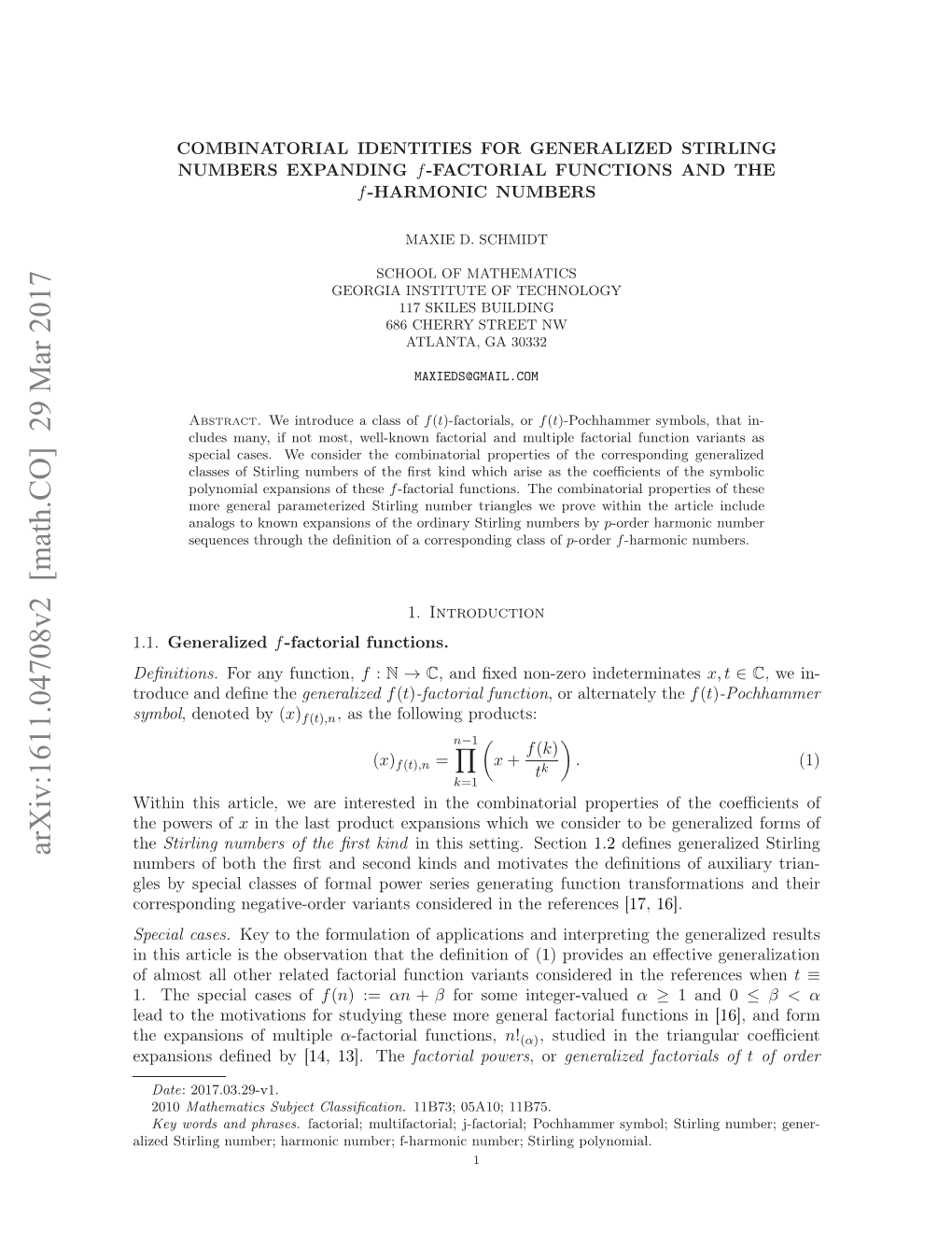 Arxiv:1611.04708V2 [Math.CO] 29 Mar 2017 Deﬁnitions