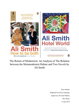 The Return of Modernism: an Analysis of the Relation Between the Metamodernist Debate and Two Novels by Ali Smith