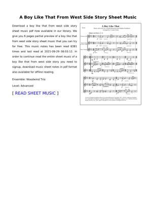 A Boy Like That from West Side Story Sheet Music