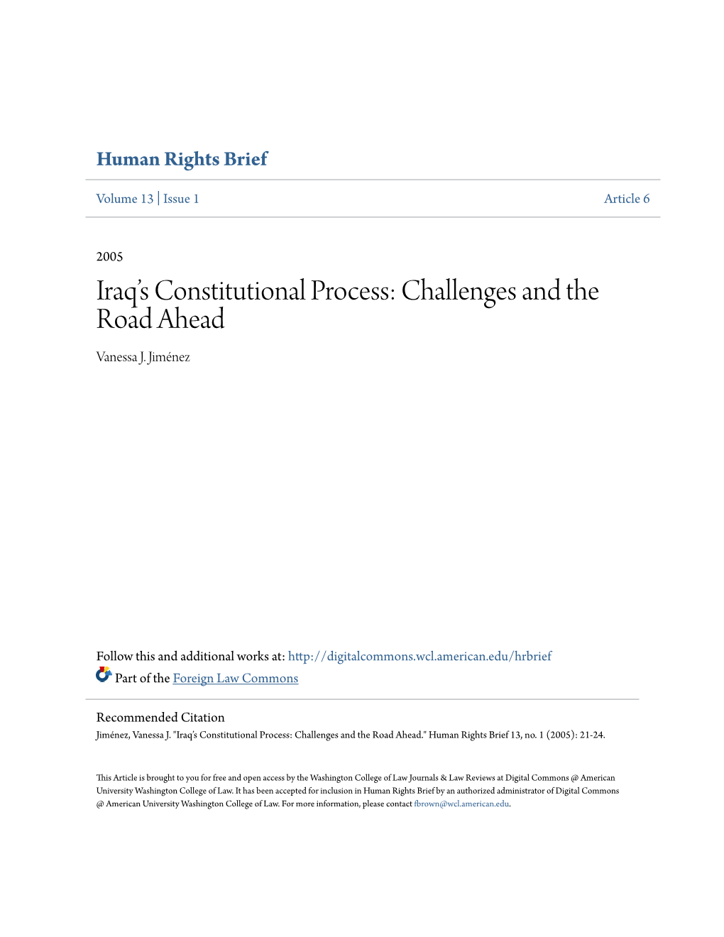 Iraq's Constitutional Process