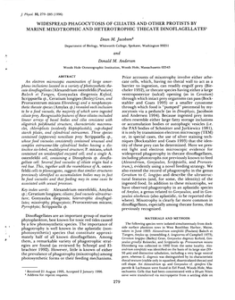 Widespread Phagocytosis of Ciliates and Other Protists by Marine Mixotrophic and Heterotrophic Thecate Dinoflagellates 1