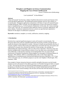 Stem-Cell Research Science Communication (Forthcoming)