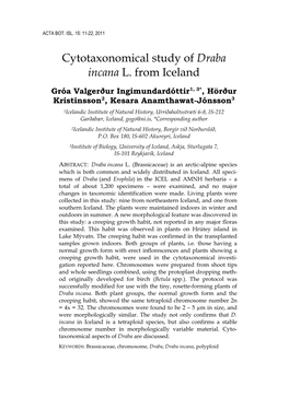 Cytotaxonomical Study of Draba Incana L. from Iceland