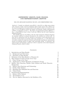 Arithmetic Groups, Base Change, and Representation Growth