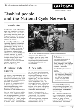 Disabled People and the National Cycle Network