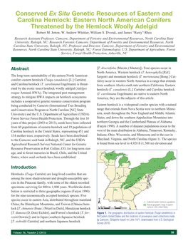 Conserved Ex Situ Genetic Resources of Eastern and Carolina Hemlock: Eastern North American Conifers Threatened by the Hemlock Woolly Adelgid Robert M