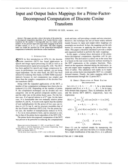 Input and Output Index Mappings for a Prime-Factor- Decomposed Computation of Discrete Cosine Transform