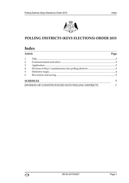 Polling Districts (Keys Elections) Order 2015 Index
