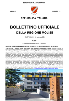 Bollettino Ufficiale Della Regione Molise