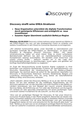 Discovery Strafft Seine EMEA-Strukturen