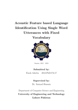 Acoustic Feature Based Language Identification Using Single Word
