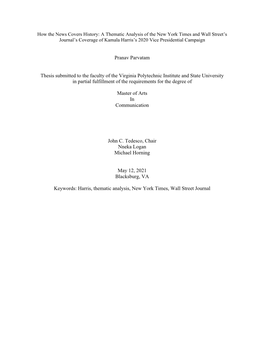 Pranav Parvatam Thesis Submitted to the Faculty of the Virginia