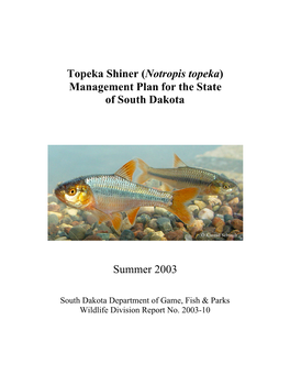 Topeka Shiner Management Plan for the State of South Dakota 2