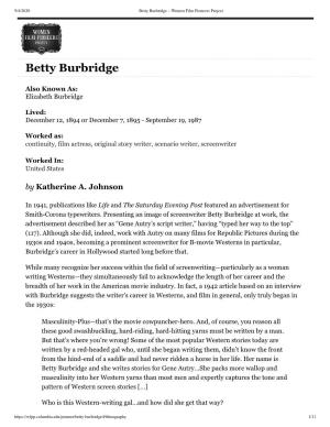 Betty Burbridge – Women Film Pioneers Project