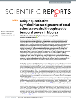 Unique Quantitative Symbiodiniaceae Signature of Coral Colonies Revealed