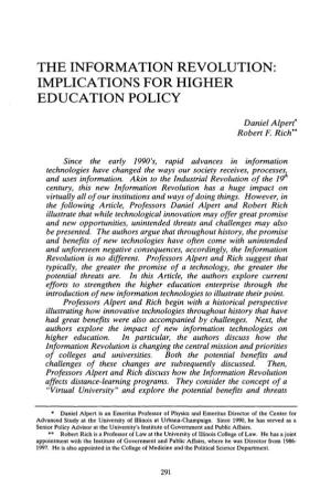 The Information Revolution: Implications for Higher Education Policy