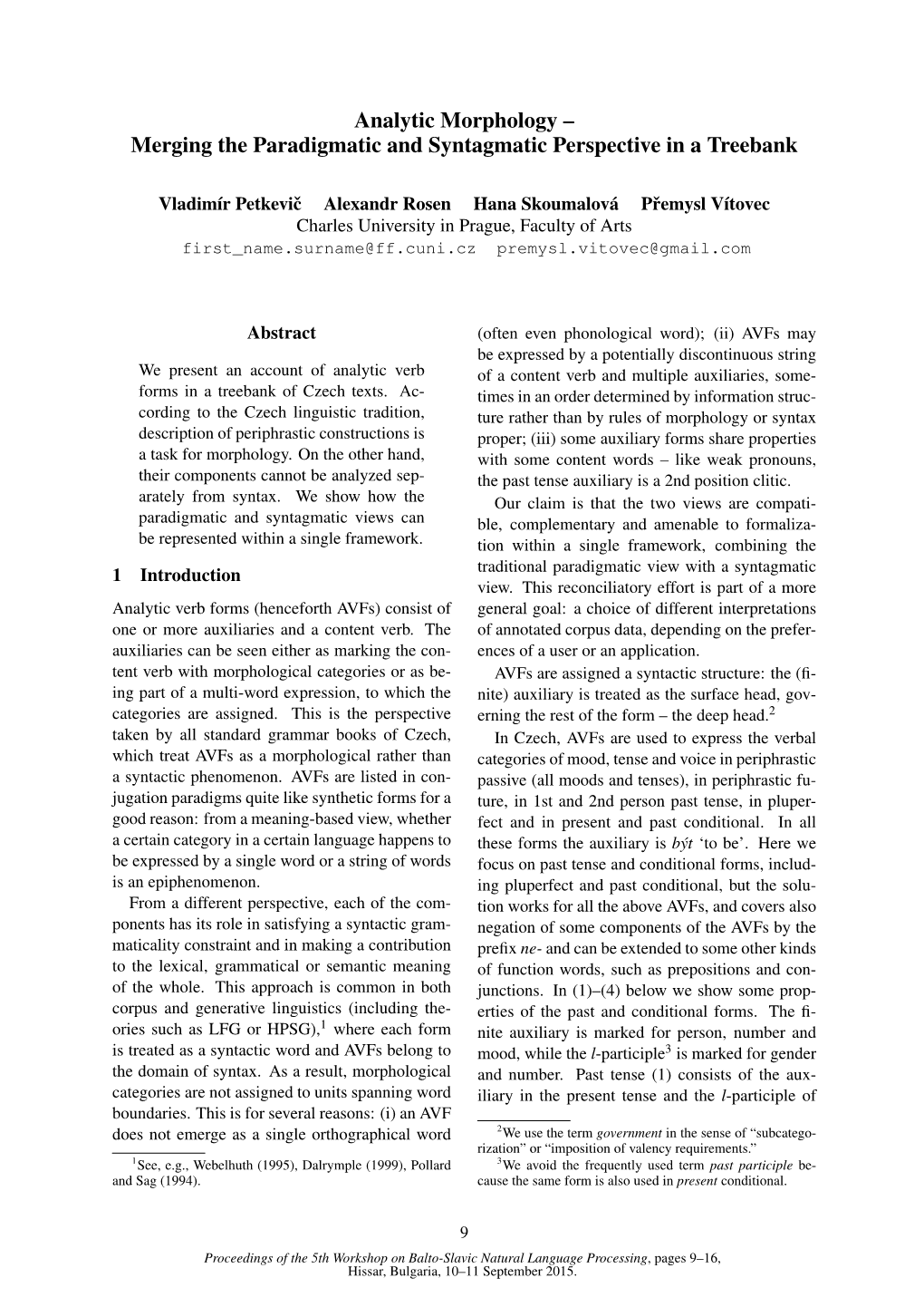 Analytic Morphology – Merging the Paradigmatic and Syntagmatic Perspective in a Treebank