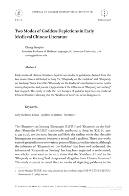 Two Modes of Goddess Depictions in Early Medieval Chinese Literature