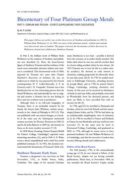 Bicentenary of Four Platinum Group Metals PART II: OSMIUM and IRIDIUM – EVENTS SURROUNDING THEIR DISCOVERIES