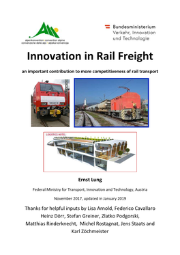 Innovation in Rail Freight an Important Contribution to More Competitiveness of Rail Transport