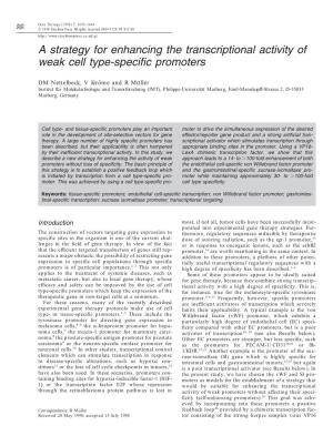 A Strategy for Enhancing the Transcriptional Activity of Weak Cell Type-Specific Promoters