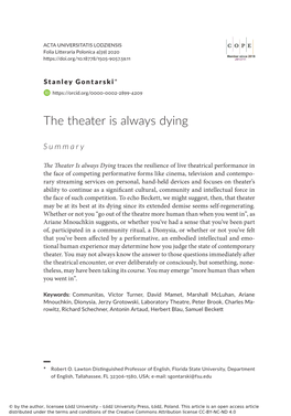 The Theater Is Always Dying