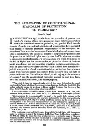 The Application of Constitutional Standards of Protection to Probation*