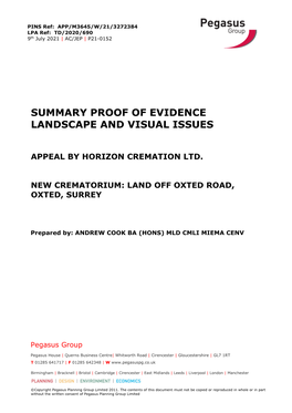 12.5 Summary of Landscape Proof of Evidence